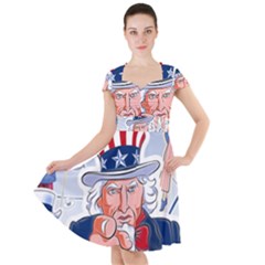 Independence Day United States Of America Cap Sleeve Midi Dress by Ket1n9