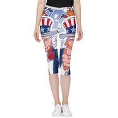 Independence Day United States Of America Inside Out Lightweight Velour Capri Leggings  by Ket1n9