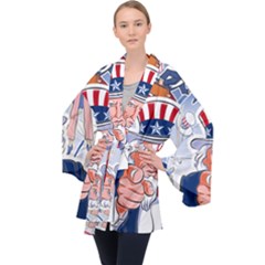 Independence Day United States Of America Long Sleeve Velvet Kimono  by Ket1n9