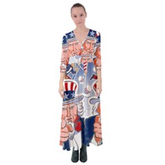 Independence Day United States Of America Button Up Maxi Dress by Ket1n9