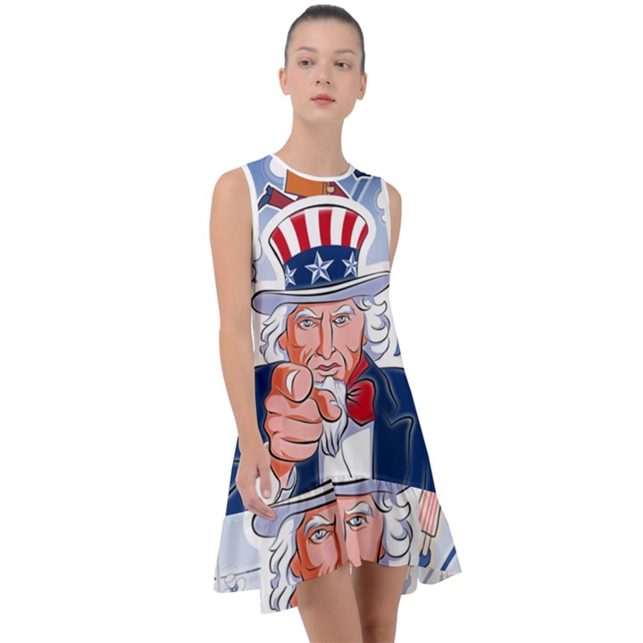 Independence Day United States Of America Frill Swing Dress