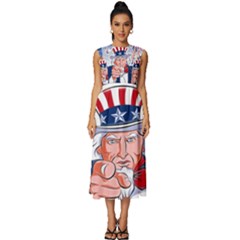 Independence Day United States Of America Sleeveless Round Neck Midi Dress by Ket1n9