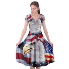 United States Of America Images Independence Day Cap Sleeve Wrap Front Dress by Ket1n9