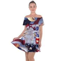 United States Of America Images Independence Day Off Shoulder Velour Dress by Ket1n9