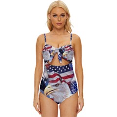 United States Of America Images Independence Day Knot Front One-piece Swimsuit by Ket1n9