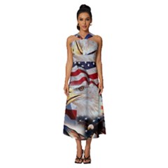 United States Of America Images Independence Day Sleeveless Cross Front Cocktail Midi Chiffon Dress by Ket1n9