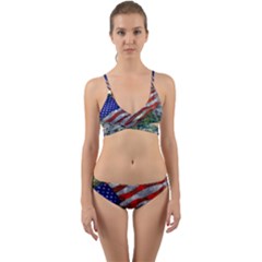 Usa United States Of America Images Independence Day Wrap Around Bikini Set by Ket1n9