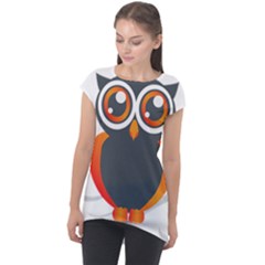 Owl Logo Cap Sleeve High Low Top by Ket1n9