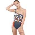 Owl Logo Frilly One Shoulder Swimsuit View1