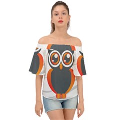 Owl Logo Off Shoulder Short Sleeve Top by Ket1n9