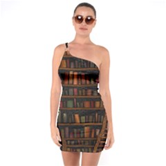 Books Library One Shoulder Ring Trim Bodycon Dress by Ket1n9