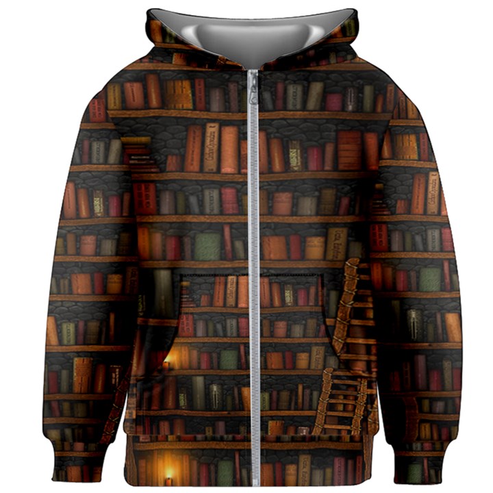 Books Library Kids  Zipper Hoodie Without Drawstring