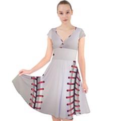 Baseball Cap Sleeve Front Wrap Midi Dress by Ket1n9