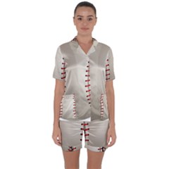 Baseball Satin Short Sleeve Pajamas Set by Ket1n9