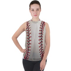 Baseball Mock Neck Chiffon Sleeveless Top by Ket1n9