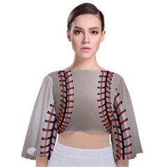 Baseball Tie Back Butterfly Sleeve Chiffon Top by Ket1n9