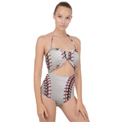 Baseball Scallop Top Cut Out Swimsuit by Ket1n9