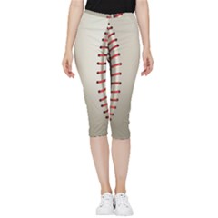 Baseball Inside Out Lightweight Velour Capri Leggings  by Ket1n9