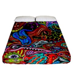 Art Color Dark Detail Monsters Psychedelic Fitted Sheet (queen Size) by Ket1n9