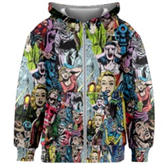 Vintage Horror Collage Pattern Kids  Zipper Hoodie Without Drawstring by Ket1n9