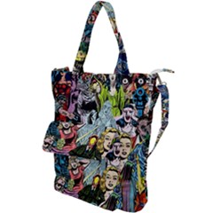 Vintage Horror Collage Pattern Shoulder Tote Bag by Ket1n9