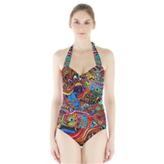 Art Color Dark Detail Monsters Psychedelic Halter Swimsuit by Ket1n9