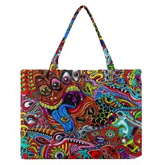 Art Color Dark Detail Monsters Psychedelic Zipper Medium Tote Bag by Ket1n9