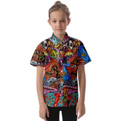 Art Color Dark Detail Monsters Psychedelic Kids  Short Sleeve Shirt by Ket1n9