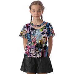 Vintage Horror Collage Pattern Kids  Front Cut T-shirt by Ket1n9