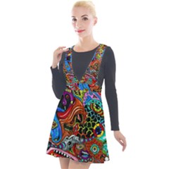 Art Color Dark Detail Monsters Psychedelic Plunge Pinafore Velour Dress by Ket1n9