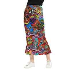 Art Color Dark Detail Monsters Psychedelic Maxi Fishtail Chiffon Skirt by Ket1n9