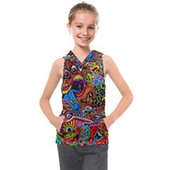 Art Color Dark Detail Monsters Psychedelic Kids  Sleeveless Hoodie by Ket1n9