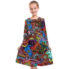 Art Color Dark Detail Monsters Psychedelic Kids  Midi Sailor Dress by Ket1n9