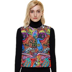 Art Color Dark Detail Monsters Psychedelic Women s Button Up Puffer Vest by Ket1n9