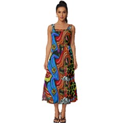 Art Color Dark Detail Monsters Psychedelic Square Neckline Tiered Midi Dress by Ket1n9