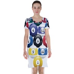 Racked Billiard Pool Balls Short Sleeve Nightdress by Ket1n9