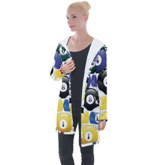 Racked Billiard Pool Balls Longline Hooded Cardigan by Ket1n9