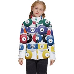 Racked Billiard Pool Balls Kids  Puffer Bubble Jacket Coat by Ket1n9