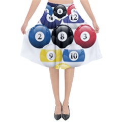 Racked Billiard Pool Balls Flared Midi Skirt by Ket1n9