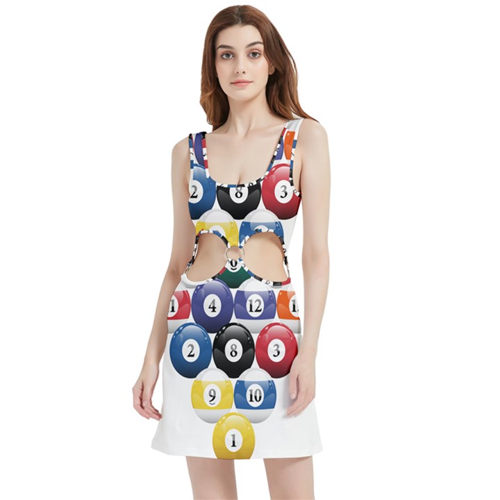 Racked Billiard Pool Balls Velour Cutout Dress