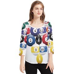 Racked Billiard Pool Balls Chiffon Quarter Sleeve Blouse by Ket1n9