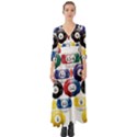 Racked Billiard Pool Balls Button Up Boho Maxi Dress View1