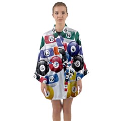 Racked Billiard Pool Balls Long Sleeve Satin Kimono by Ket1n9