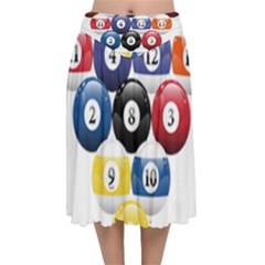 Racked Billiard Pool Balls Velvet Flared Midi Skirt by Ket1n9