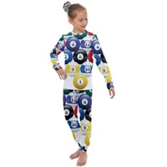 Racked Billiard Pool Balls Kids  Long Sleeve Set  by Ket1n9