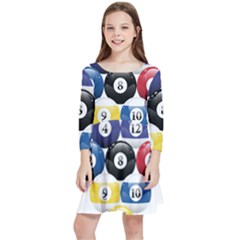 Racked Billiard Pool Balls Kids  Quarter Sleeve Skater Dress by Ket1n9