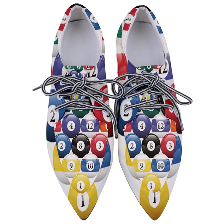 Racked Billiard Pool Balls Pointed Oxford Shoes