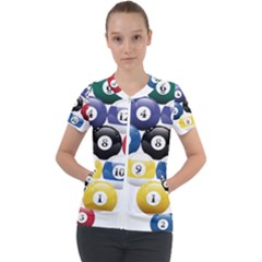 Racked Billiard Pool Balls Short Sleeve Zip Up Jacket by Ket1n9