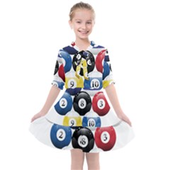 Racked Billiard Pool Balls Kids  All Frills Chiffon Dress by Ket1n9