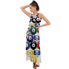 Racked Billiard Pool Balls V-neck Chiffon Maxi Dress by Ket1n9